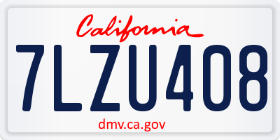 CA license plate 7LZU408