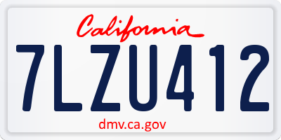 CA license plate 7LZU412