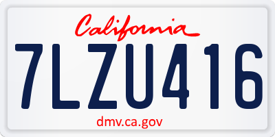 CA license plate 7LZU416