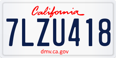 CA license plate 7LZU418