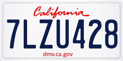 CA license plate 7LZU428