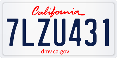 CA license plate 7LZU431