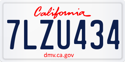 CA license plate 7LZU434