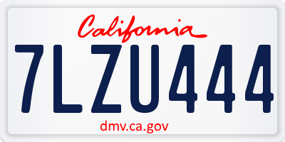 CA license plate 7LZU444