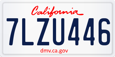 CA license plate 7LZU446