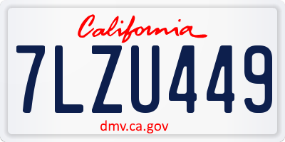 CA license plate 7LZU449