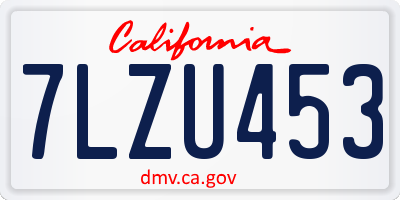 CA license plate 7LZU453