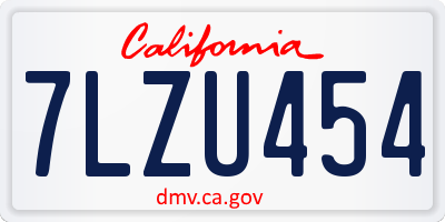 CA license plate 7LZU454