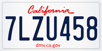 CA license plate 7LZU458
