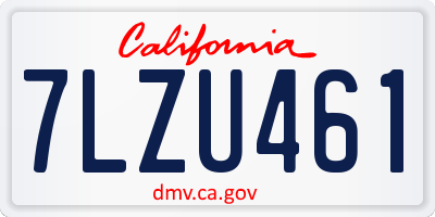 CA license plate 7LZU461