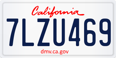 CA license plate 7LZU469