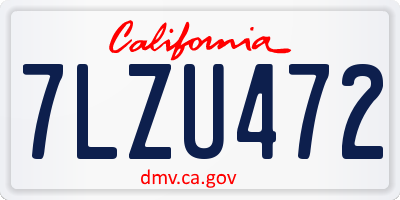 CA license plate 7LZU472