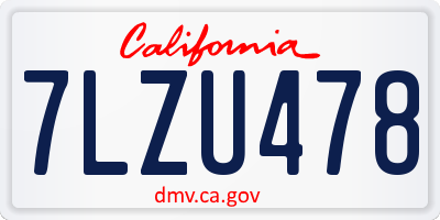 CA license plate 7LZU478