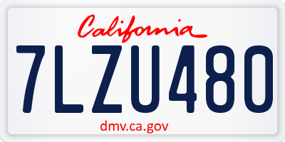 CA license plate 7LZU480