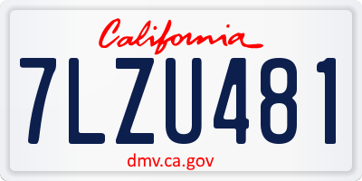 CA license plate 7LZU481