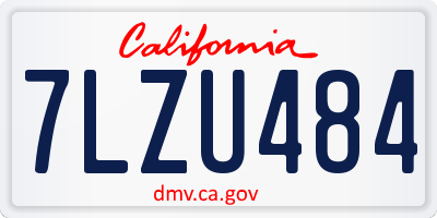 CA license plate 7LZU484