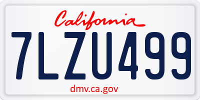 CA license plate 7LZU499