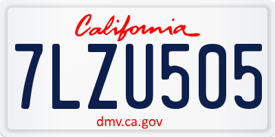 CA license plate 7LZU505
