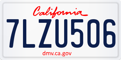CA license plate 7LZU506