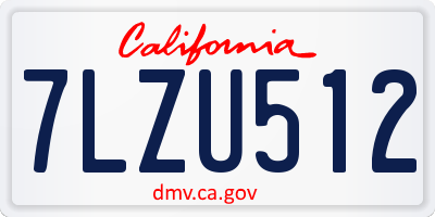 CA license plate 7LZU512