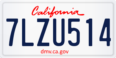 CA license plate 7LZU514