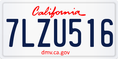 CA license plate 7LZU516