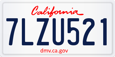 CA license plate 7LZU521