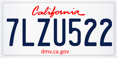 CA license plate 7LZU522