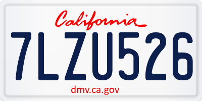 CA license plate 7LZU526