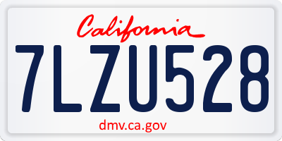 CA license plate 7LZU528