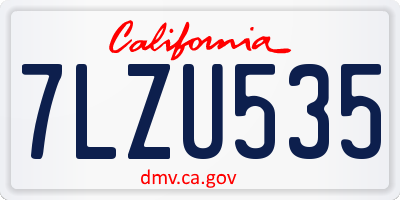 CA license plate 7LZU535