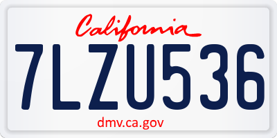 CA license plate 7LZU536