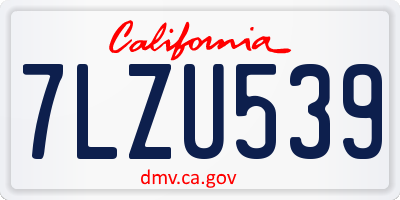 CA license plate 7LZU539