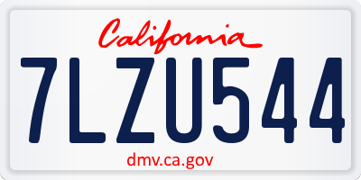CA license plate 7LZU544