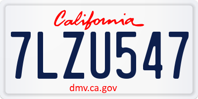 CA license plate 7LZU547