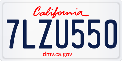 CA license plate 7LZU550