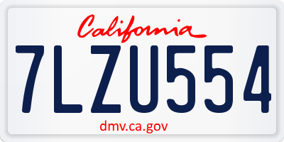 CA license plate 7LZU554