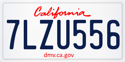 CA license plate 7LZU556