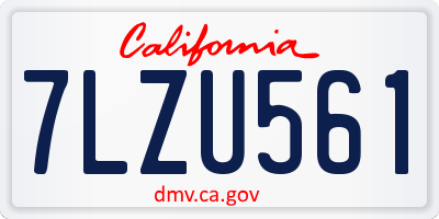 CA license plate 7LZU561