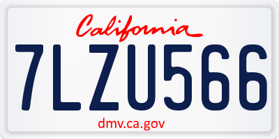CA license plate 7LZU566