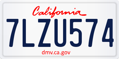CA license plate 7LZU574
