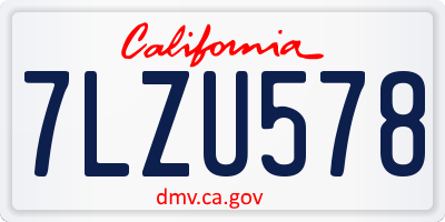 CA license plate 7LZU578