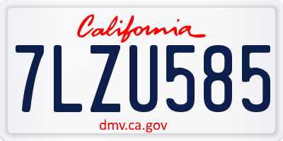 CA license plate 7LZU585