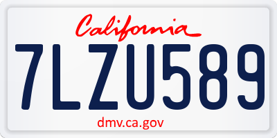 CA license plate 7LZU589