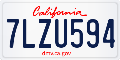CA license plate 7LZU594