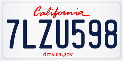 CA license plate 7LZU598