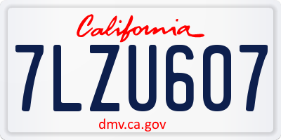 CA license plate 7LZU607