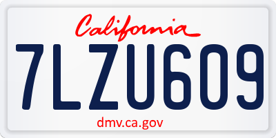 CA license plate 7LZU609