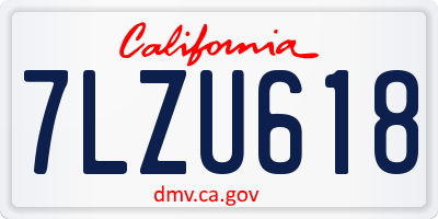 CA license plate 7LZU618