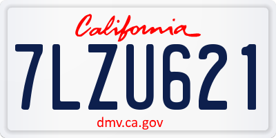 CA license plate 7LZU621